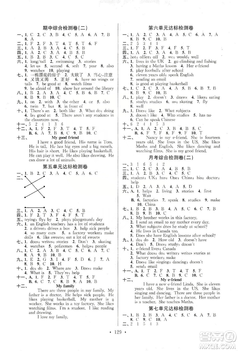 江蘇人民出版社2019江蘇好卷5年級英語上冊譯林版答案