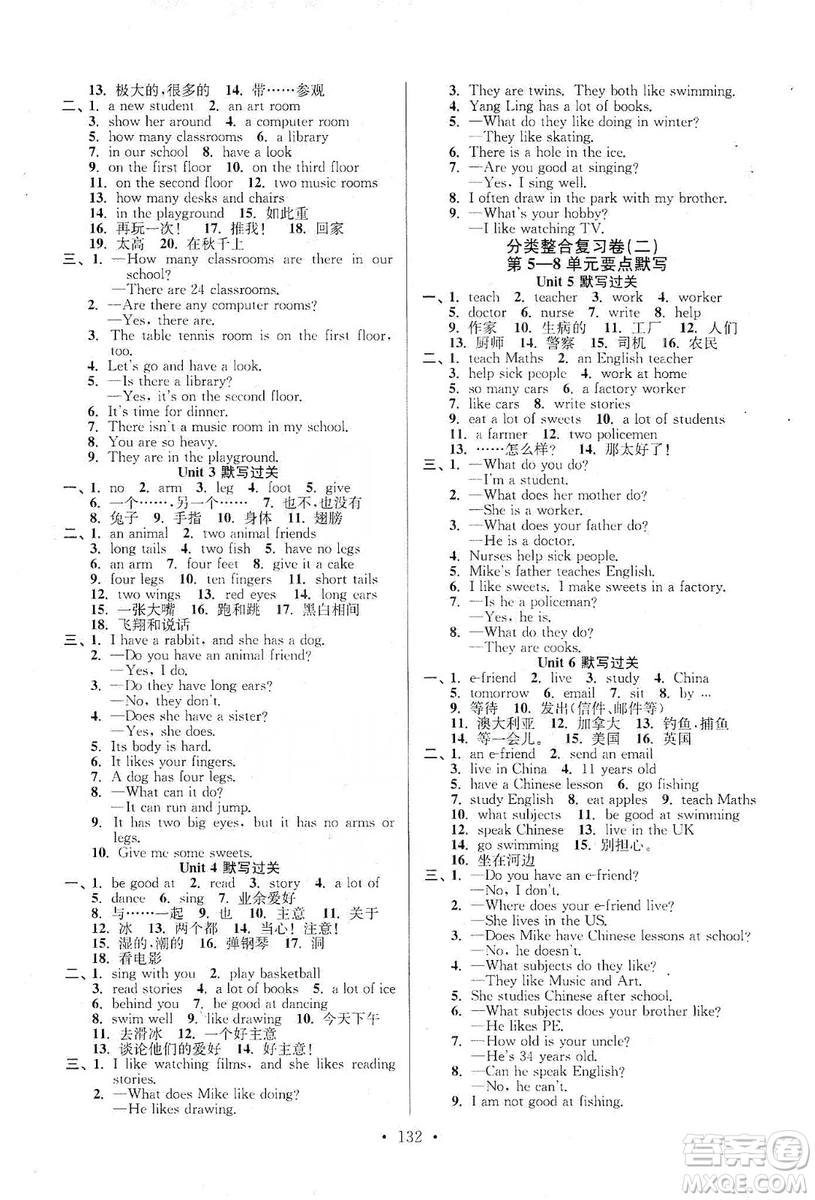 江蘇人民出版社2019江蘇好卷5年級英語上冊譯林版答案