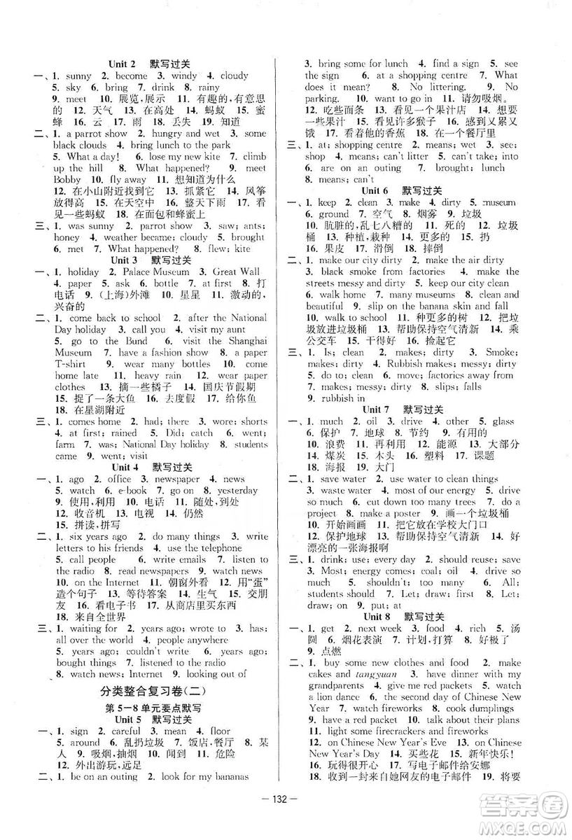 江蘇人民出版社2019江蘇好卷六年級英語上冊譯林版答案