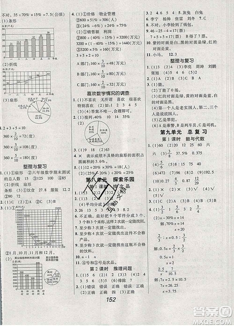 2019年冀教版全優(yōu)課堂考點(diǎn)集訓(xùn)與滿分備考六年級(jí)數(shù)學(xué)上冊(cè)答案