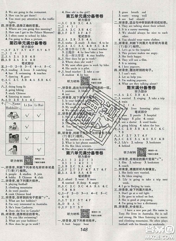 2019年人教版全優(yōu)課堂考點(diǎn)集訓(xùn)與滿分備考六年級(jí)英語(yǔ)上冊(cè)答案