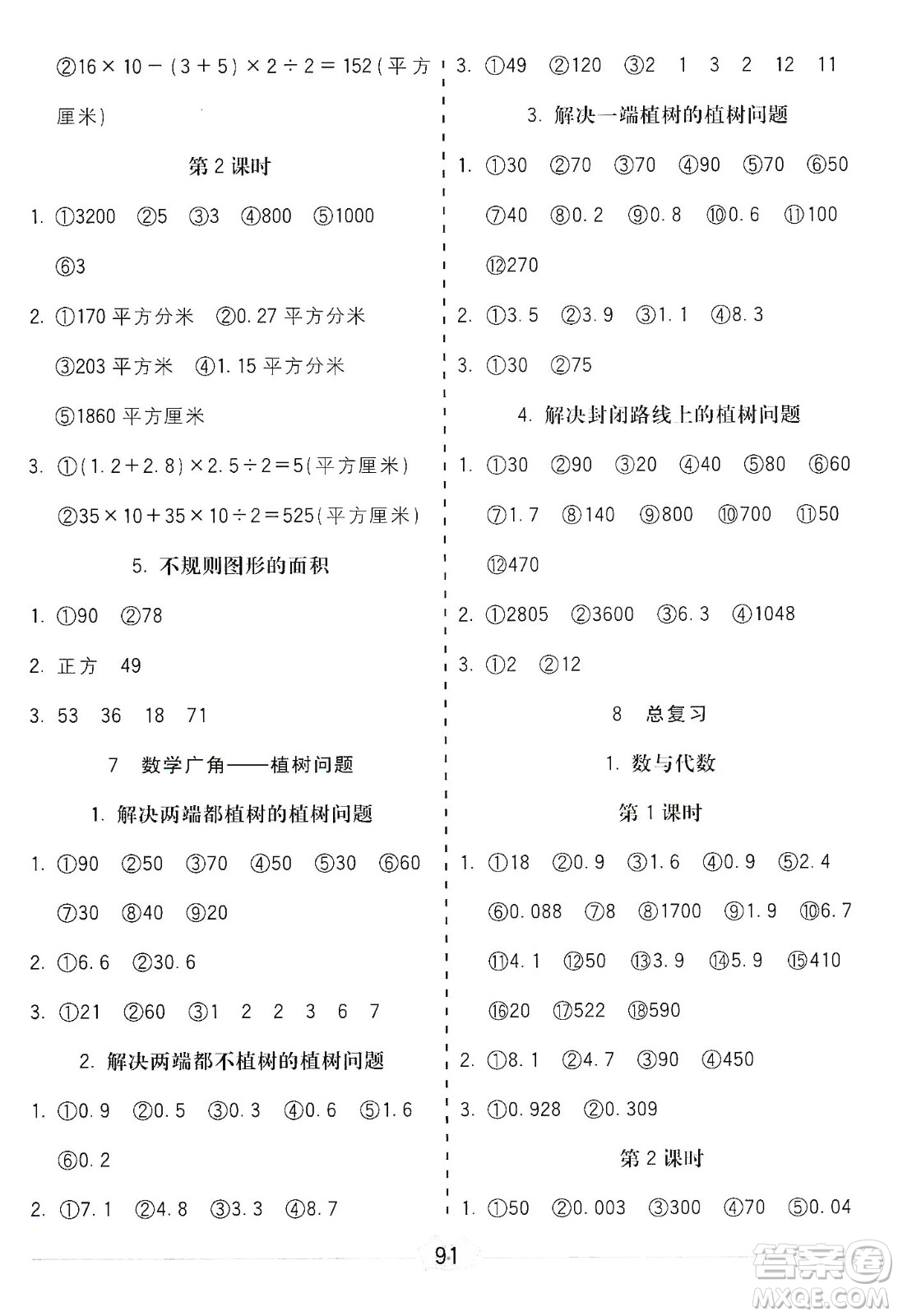 河北大學出版社2019五E口算題卡五年級上冊人教版答案