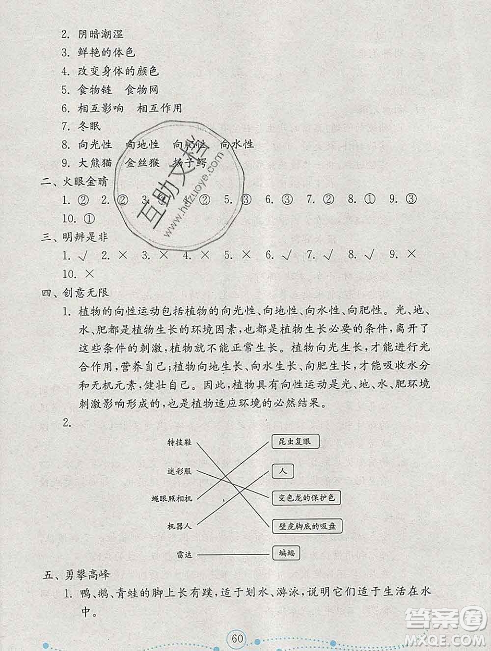 2019年金鑰匙小學(xué)科學(xué)試卷六年級上冊青島版金版答案