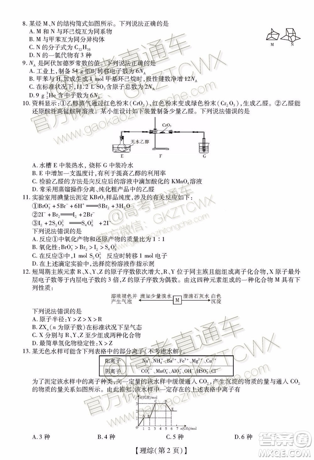 2020屆廣東省高三年級第一次教學質量檢測理科綜合試題及答案