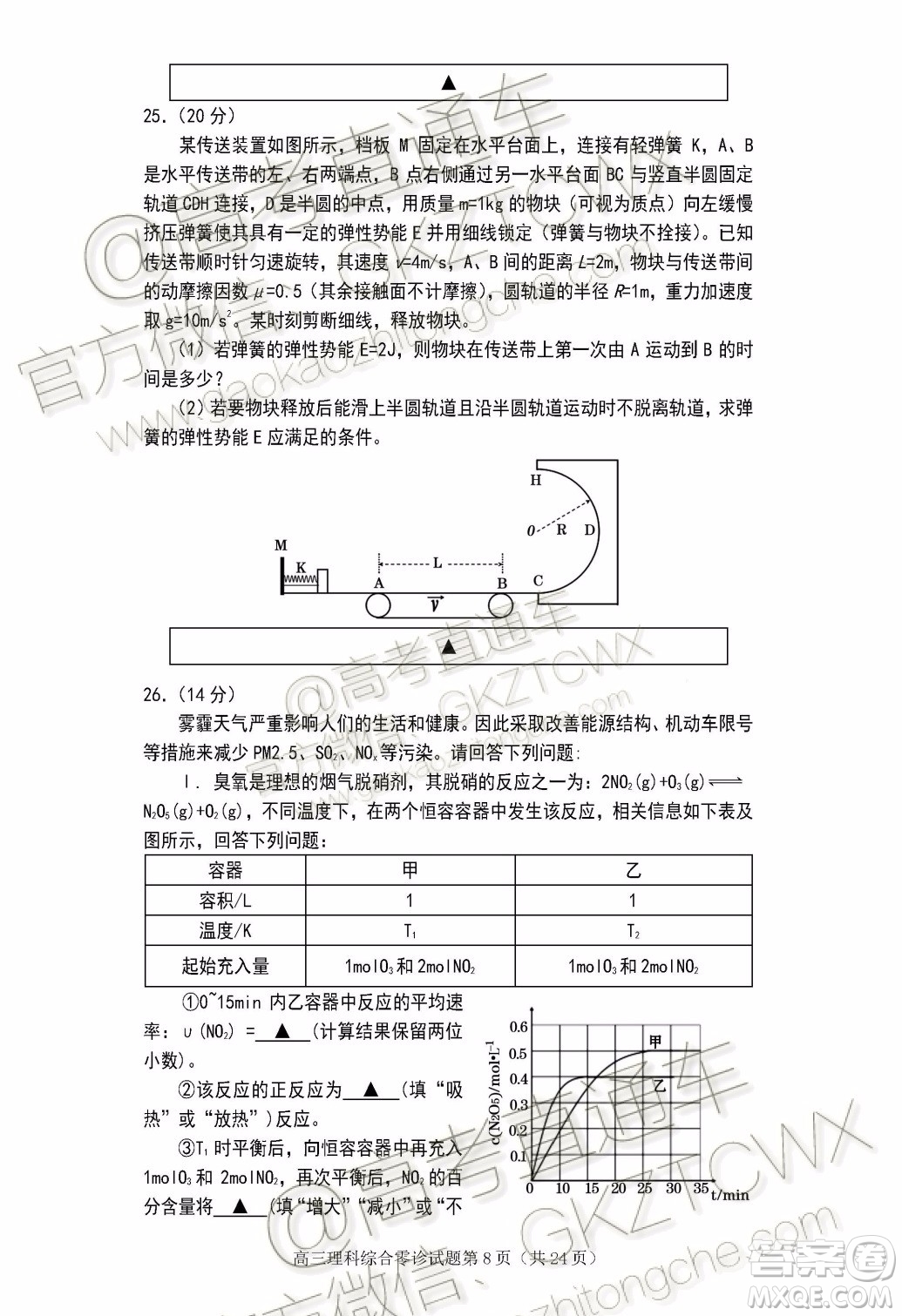 遂寧市高中2020屆零診考試理科綜合試題及參考答案