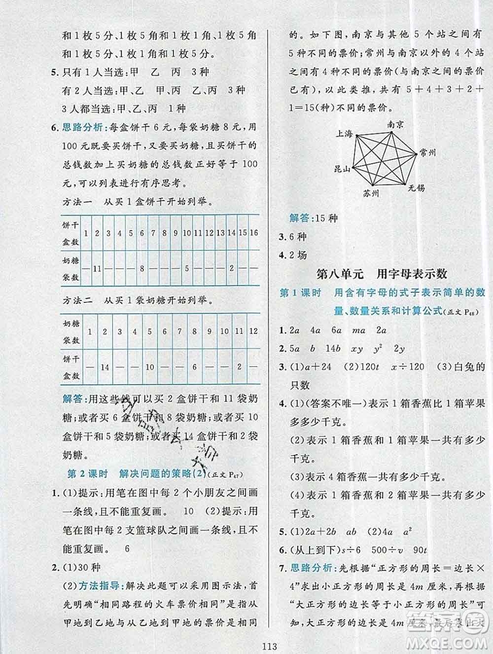 陜西人民教育出版社2019年小學(xué)教材全練五年級數(shù)學(xué)上冊江蘇版答案