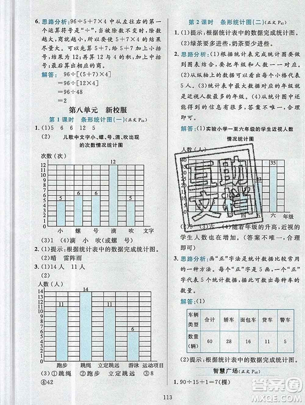 陜西人民教育出版社2019年小學教材全練四年級數(shù)學上冊青島版六三制答案