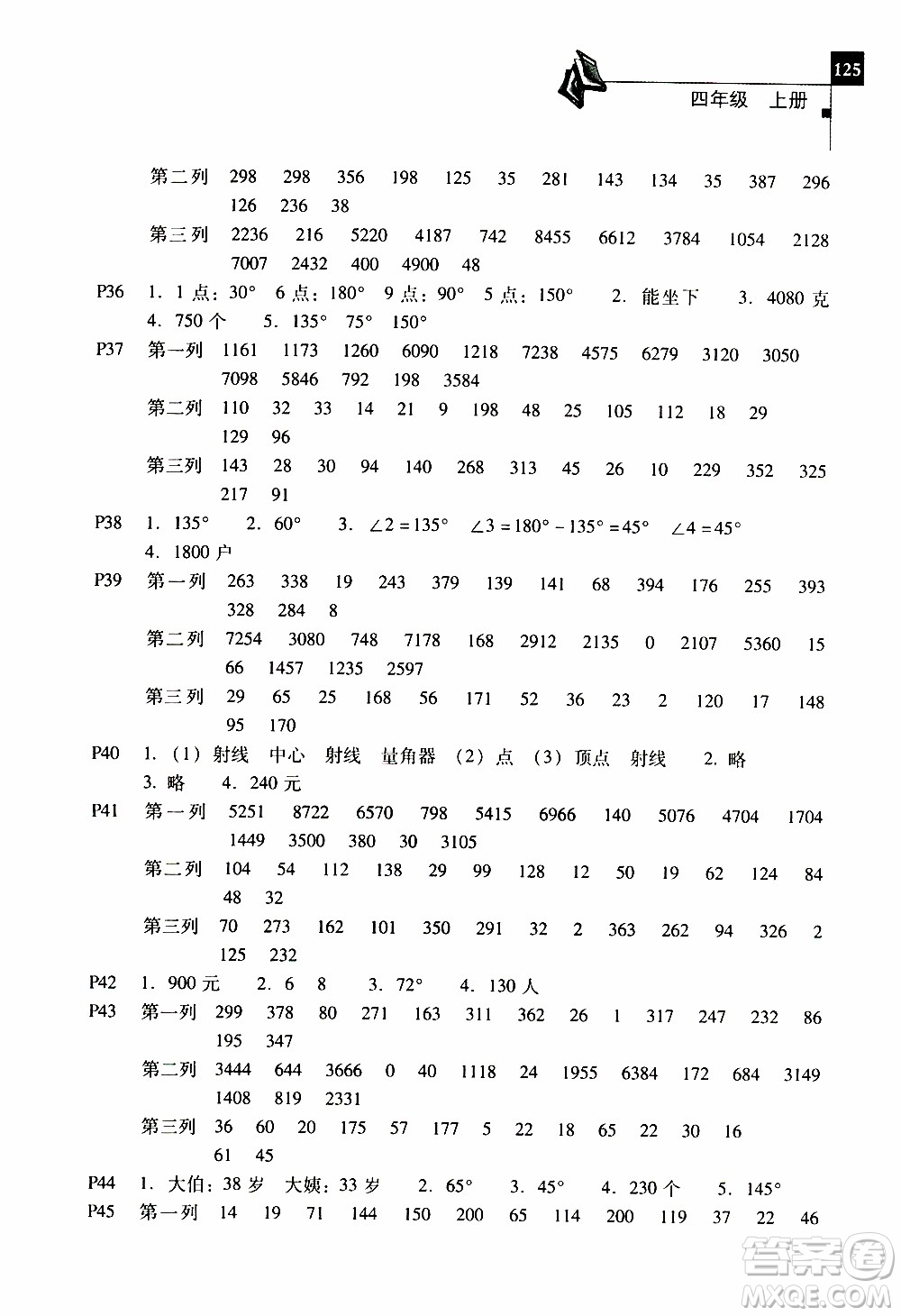 2019年一線名師口算應(yīng)用題天天練一本全四年級(jí)上冊(cè)參考答案