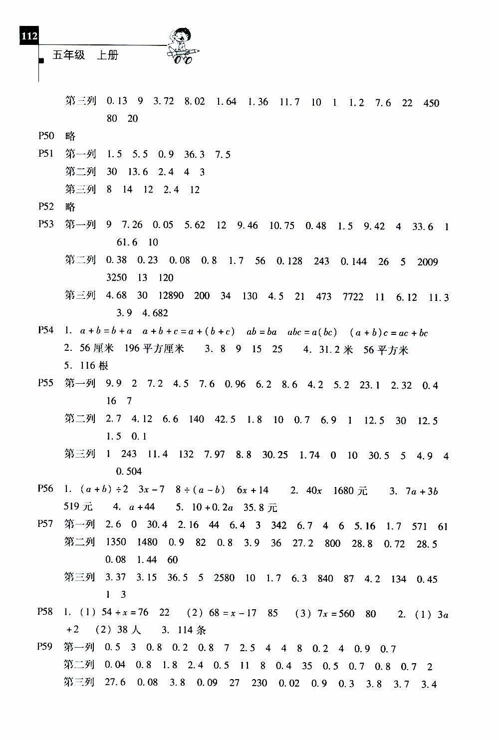 2019年一線名師口算應(yīng)用題天天練一本全五年級(jí)上冊(cè)參考答案