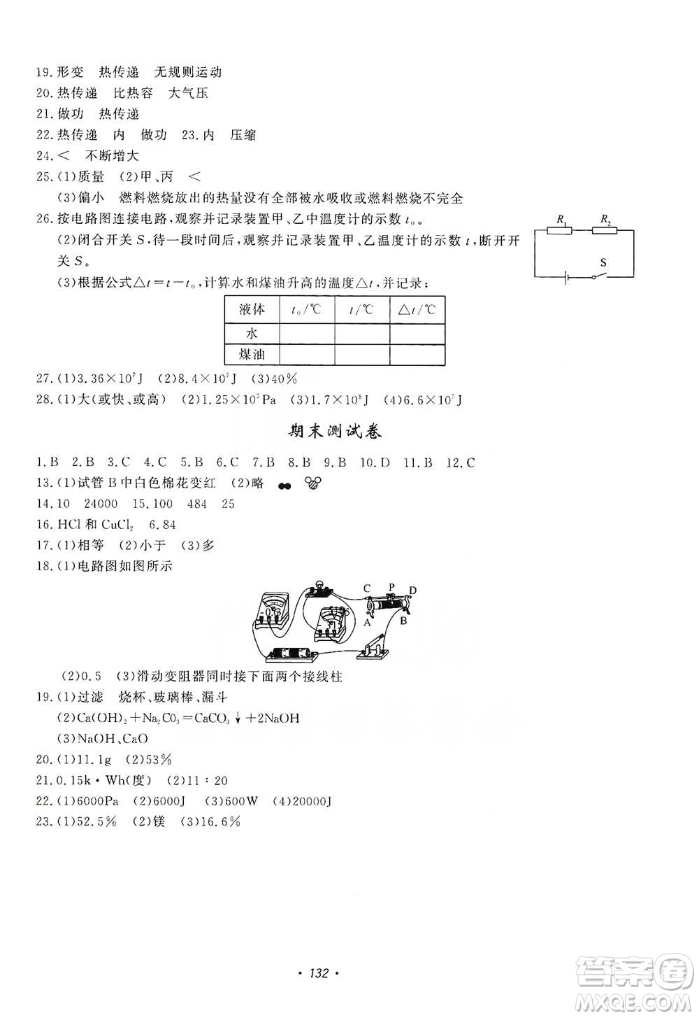 花山小狀元2019學(xué)科能力達(dá)標(biāo)初中生100全優(yōu)卷科學(xué)九年級(jí)上冊(cè)華東師大版HDSD答案