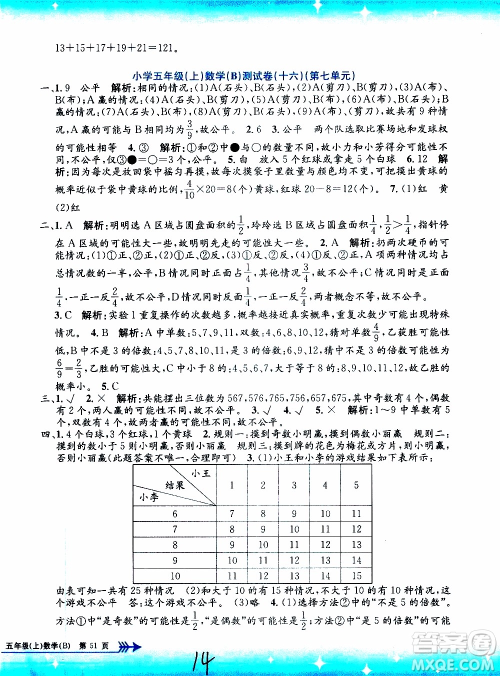 孟建平系列叢書2019年小學(xué)單元測(cè)試數(shù)學(xué)五年級(jí)上冊(cè)B北師大版參考答案