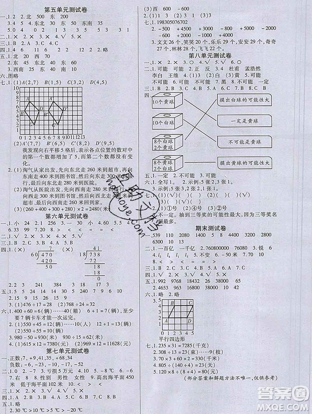 沈陽(yáng)出版社2019秋優(yōu)秀三好生四年級(jí)數(shù)學(xué)上冊(cè)北師大版B版答案