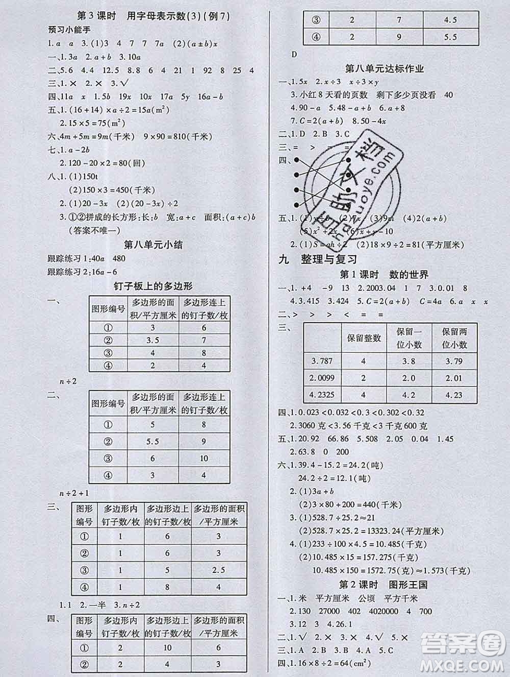 2019秋新版培優(yōu)紅領(lǐng)巾樂園蘇教版B版五年級數(shù)學(xué)上冊答案