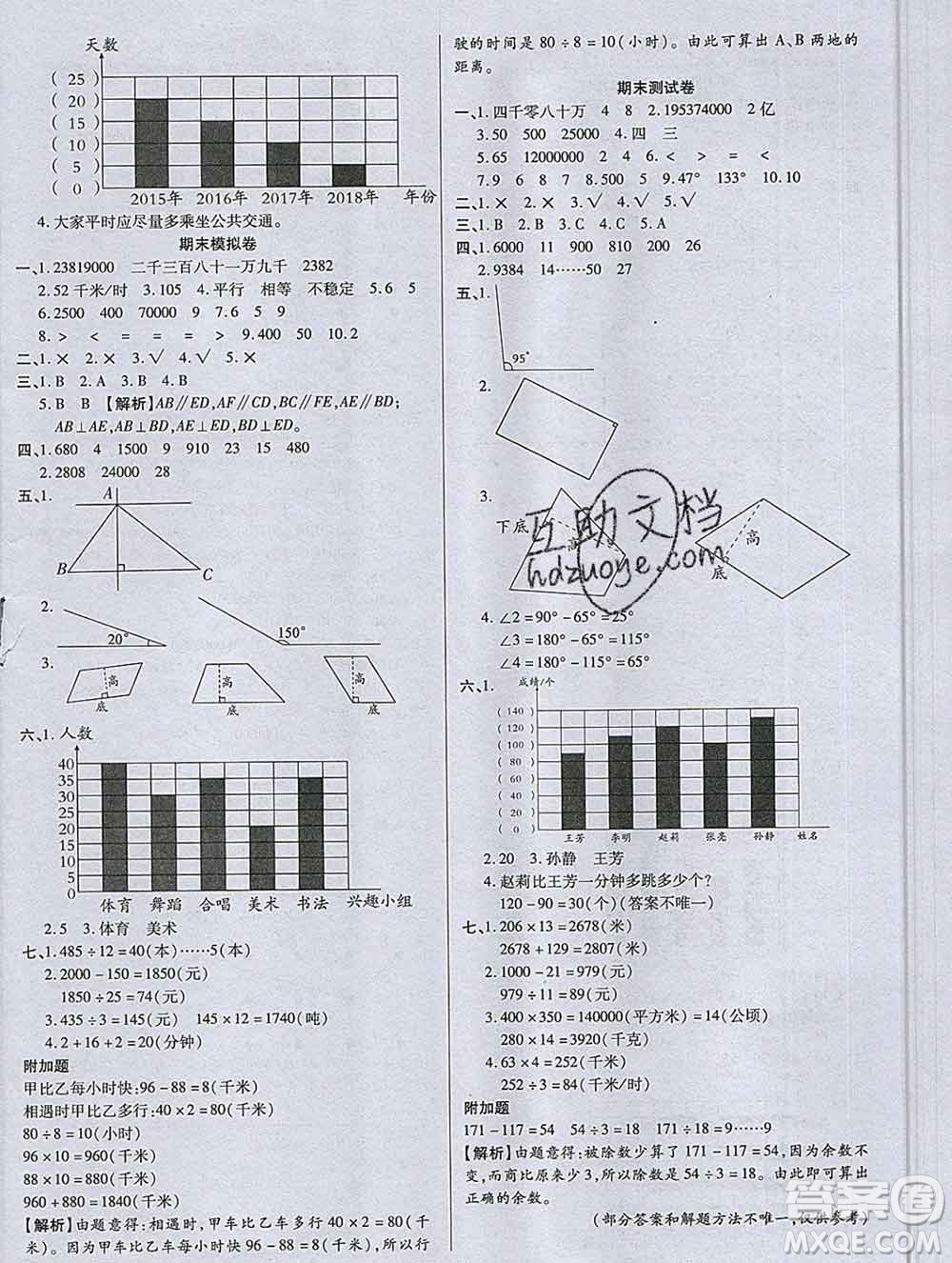 2019秋新版培優(yōu)紅領(lǐng)巾樂園人教版A版四年級(jí)數(shù)學(xué)上冊答案