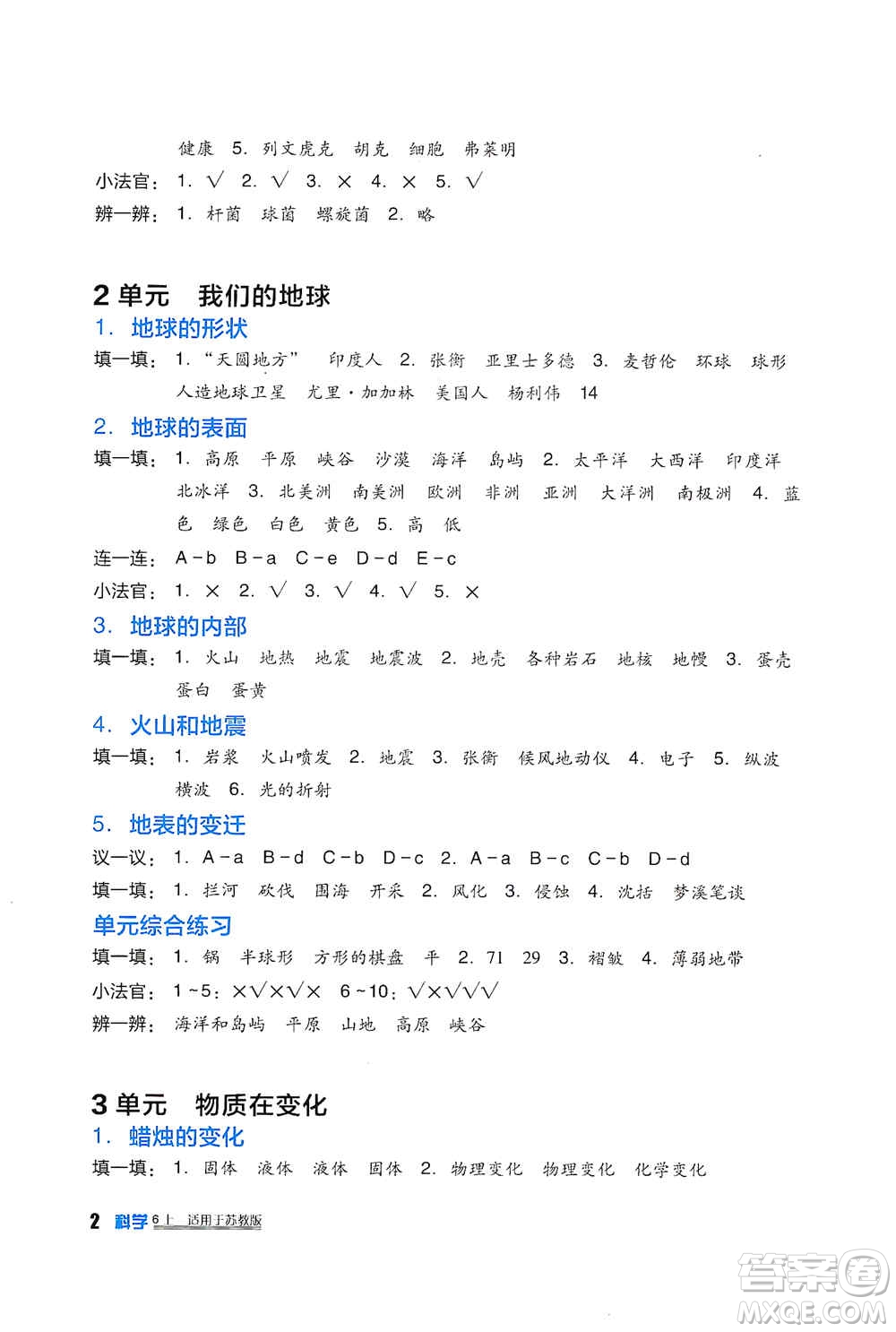 四川教育出版社2019新課標(biāo)小學(xué)生學(xué)習(xí)實(shí)踐園地六年級(jí)科學(xué)上冊(cè)蘇科版答案