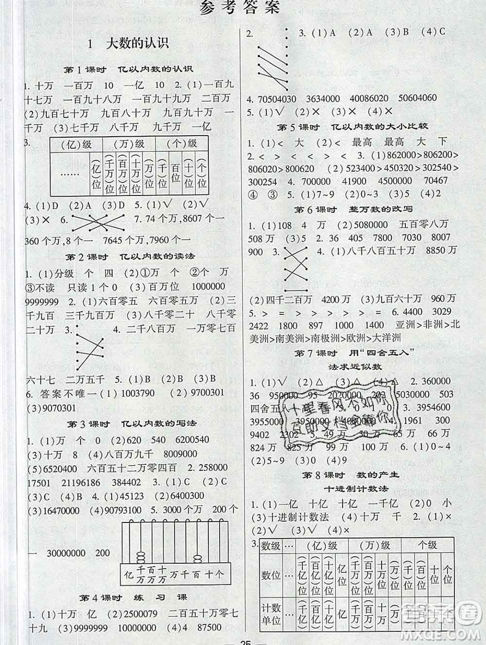 河海大學(xué)出版社2019新版經(jīng)綸學(xué)典棒棒堂四年級數(shù)學(xué)上冊人教版答案