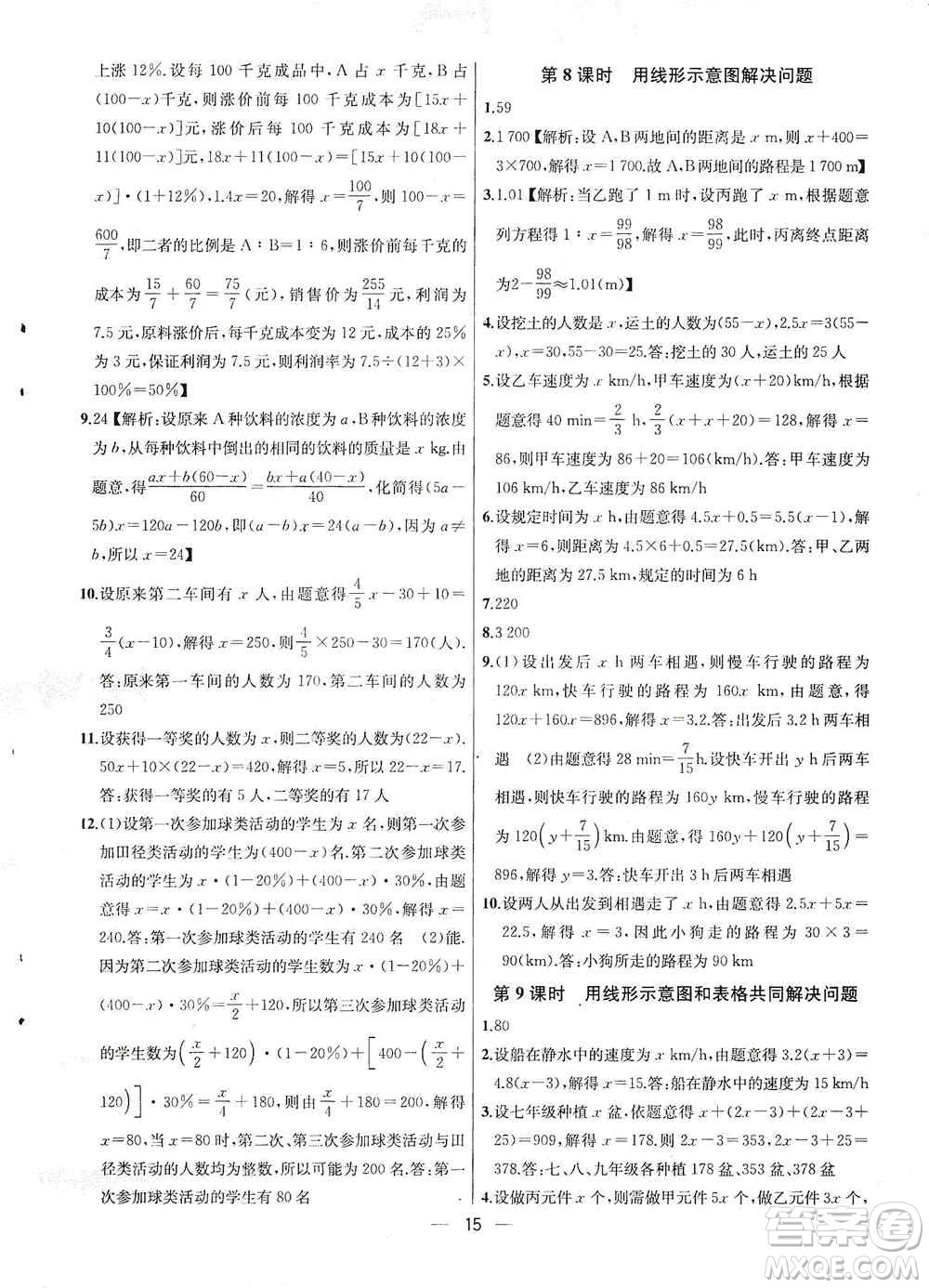 南京大學(xué)出版社2019金鑰匙提優(yōu)訓(xùn)練課課練七年級(jí)上冊(cè)數(shù)學(xué)國(guó)標(biāo)江蘇版答案