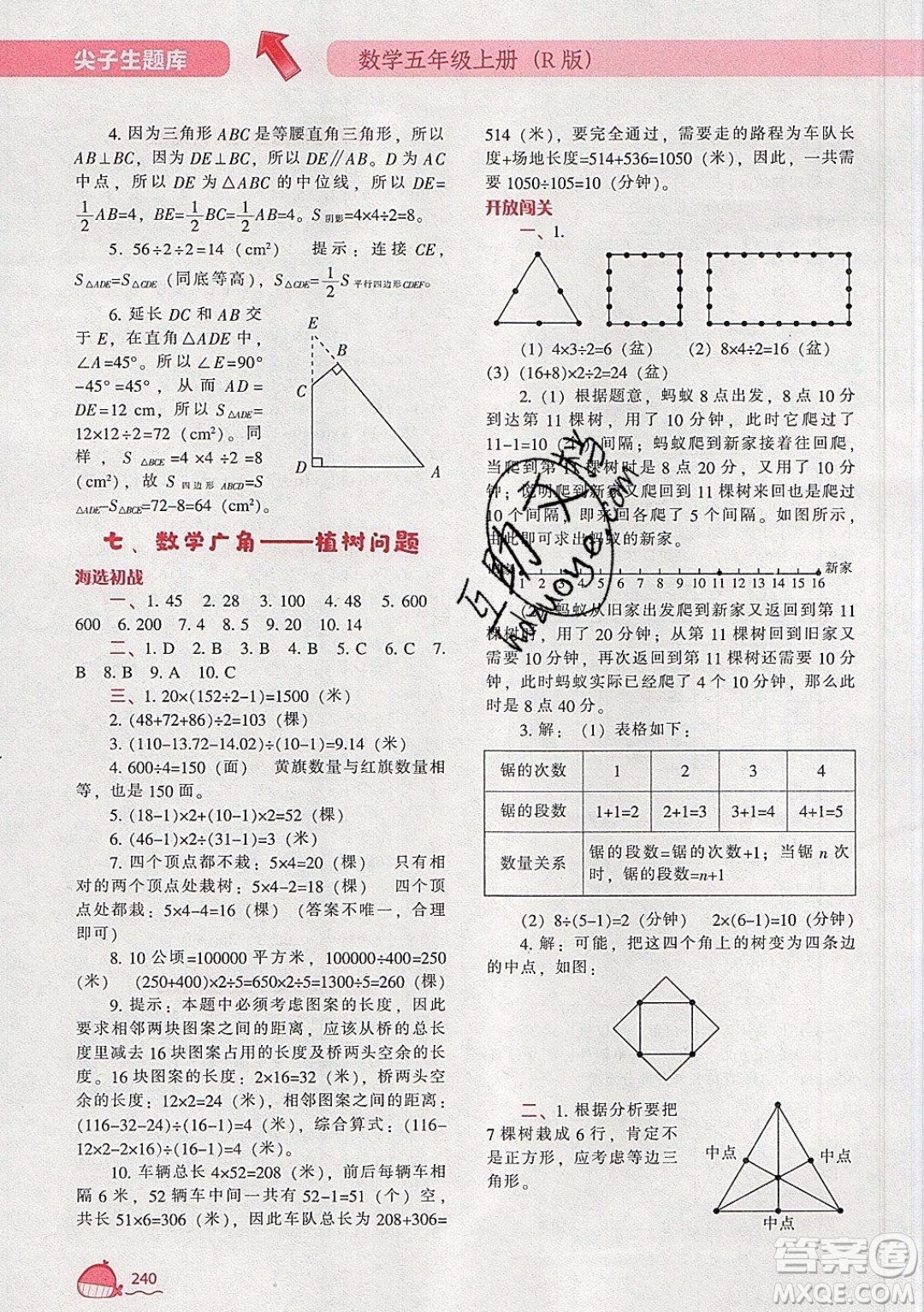 2019年尖子生題庫(kù)數(shù)學(xué)五年級(jí)上冊(cè)R版人教版參考答案