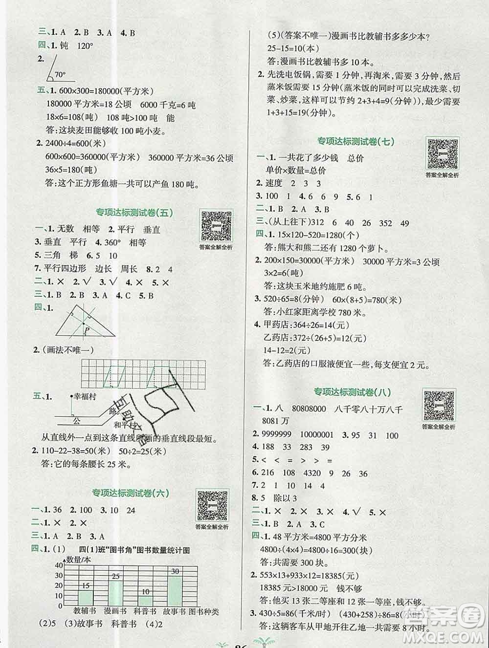 陜西師范大學(xué)出版社2019年小學(xué)學(xué)霸沖A卷四年級數(shù)學(xué)上冊人教版答案