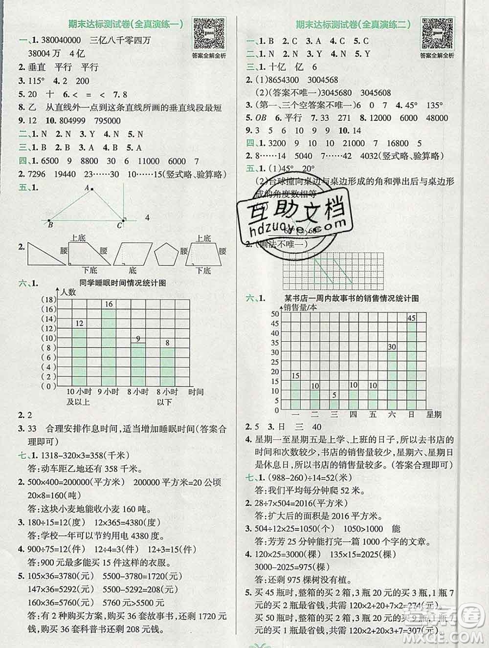 陜西師范大學(xué)出版社2019年小學(xué)學(xué)霸沖A卷四年級數(shù)學(xué)上冊人教版答案