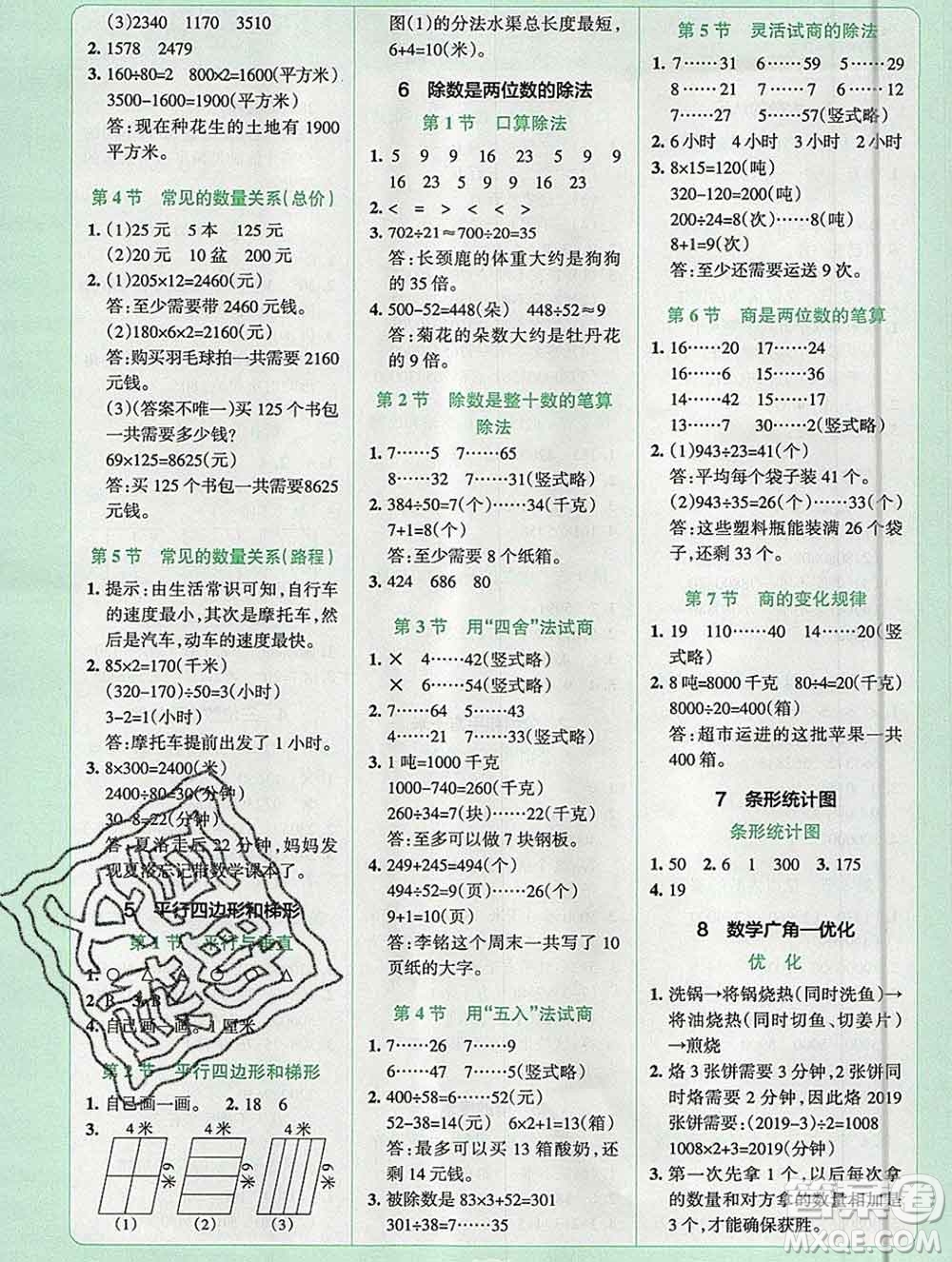 陜西師范大學(xué)出版社2019年小學(xué)學(xué)霸沖A卷四年級數(shù)學(xué)上冊人教版答案