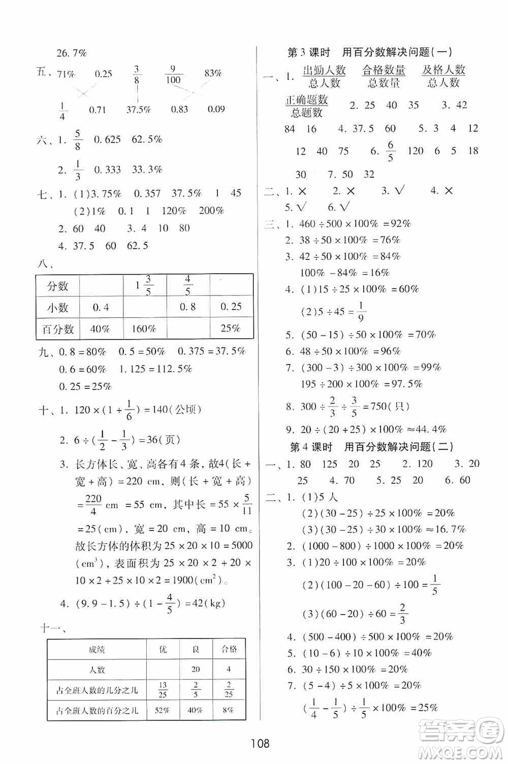 2019課課練云南師大附校全優(yōu)作業(yè)六年級上冊數(shù)學(xué)答案