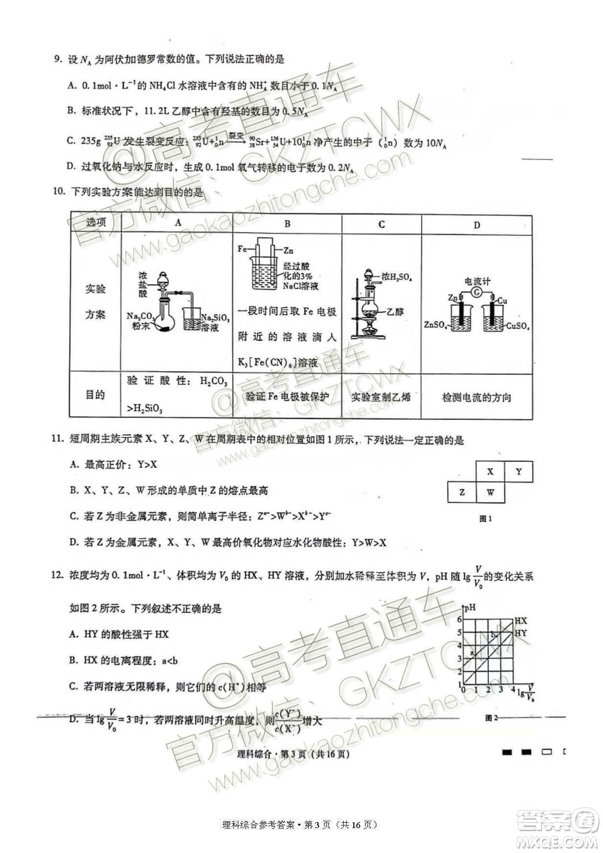 2020屆云師大附中高考適應(yīng)性月考四理科綜合試題及參考答案