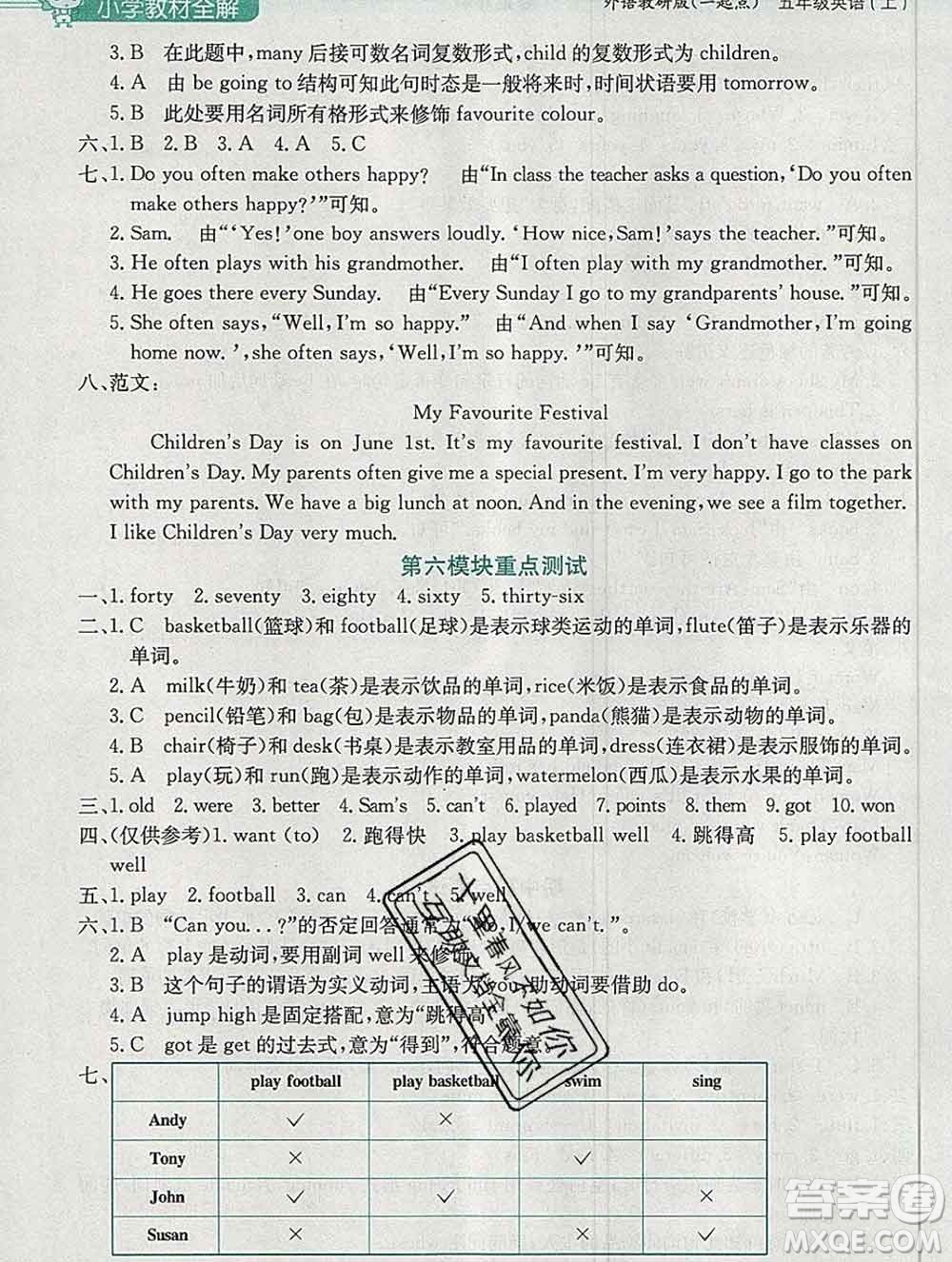 陜西人民教育出版社2019秋小學(xué)教材全解五年級(jí)英語(yǔ)上冊(cè)外研版一起答案