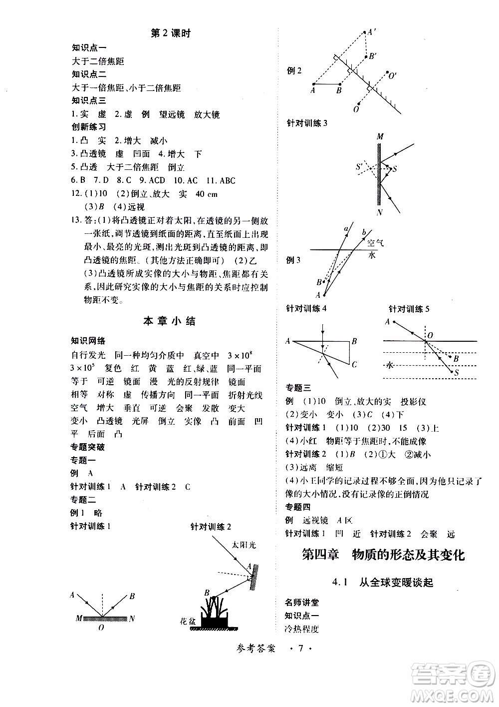 領(lǐng)航新課標(biāo)2019年一課一練創(chuàng)新練習(xí)八年級上冊物理滬粵版參考答案