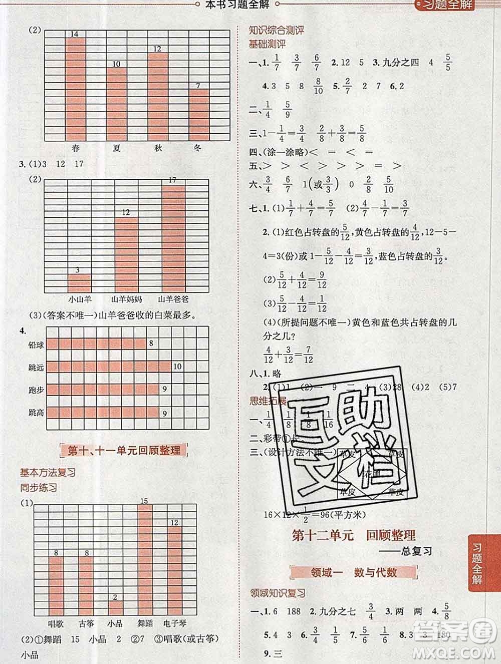 陜西人民教育出版社2019秋小學(xué)教材全解三年級(jí)數(shù)學(xué)上冊(cè)青島版五四制答案