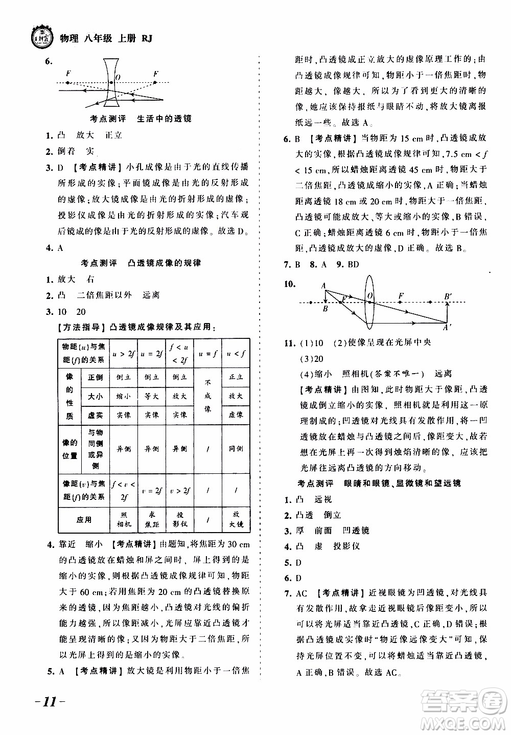 2019王朝霞考點(diǎn)梳理時(shí)習(xí)卷物理八年級(jí)上冊(cè)RJ版人教版參考答案