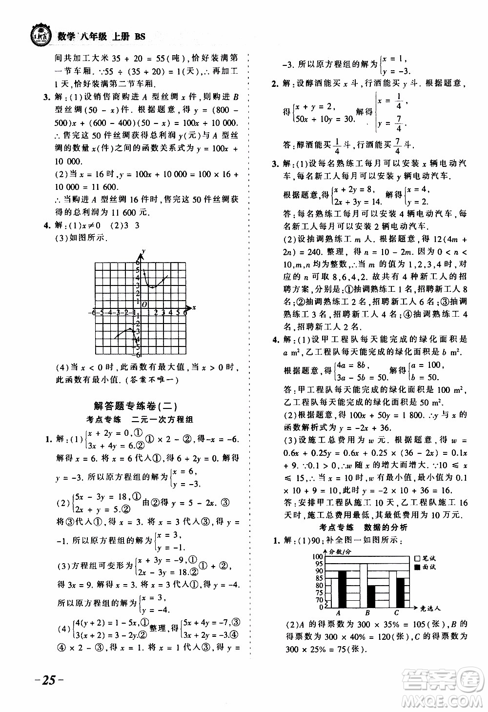 2019王朝霞考點(diǎn)梳理時(shí)習(xí)卷數(shù)學(xué)八年級(jí)上冊(cè)BS北師版參考答案