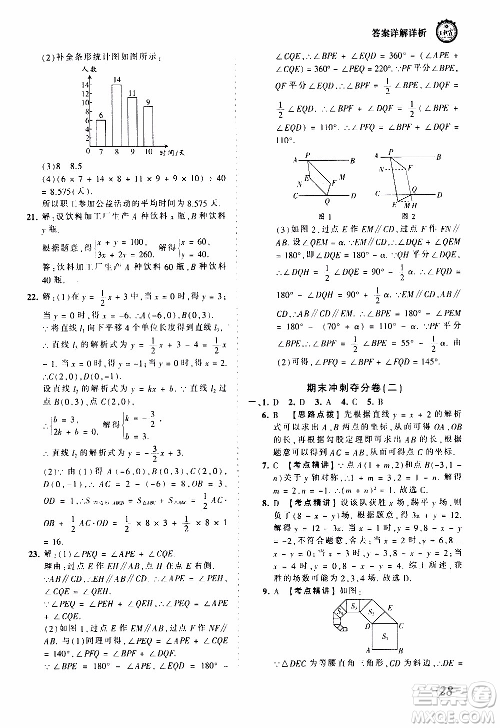 2019王朝霞考點(diǎn)梳理時(shí)習(xí)卷數(shù)學(xué)八年級(jí)上冊(cè)BS北師版參考答案