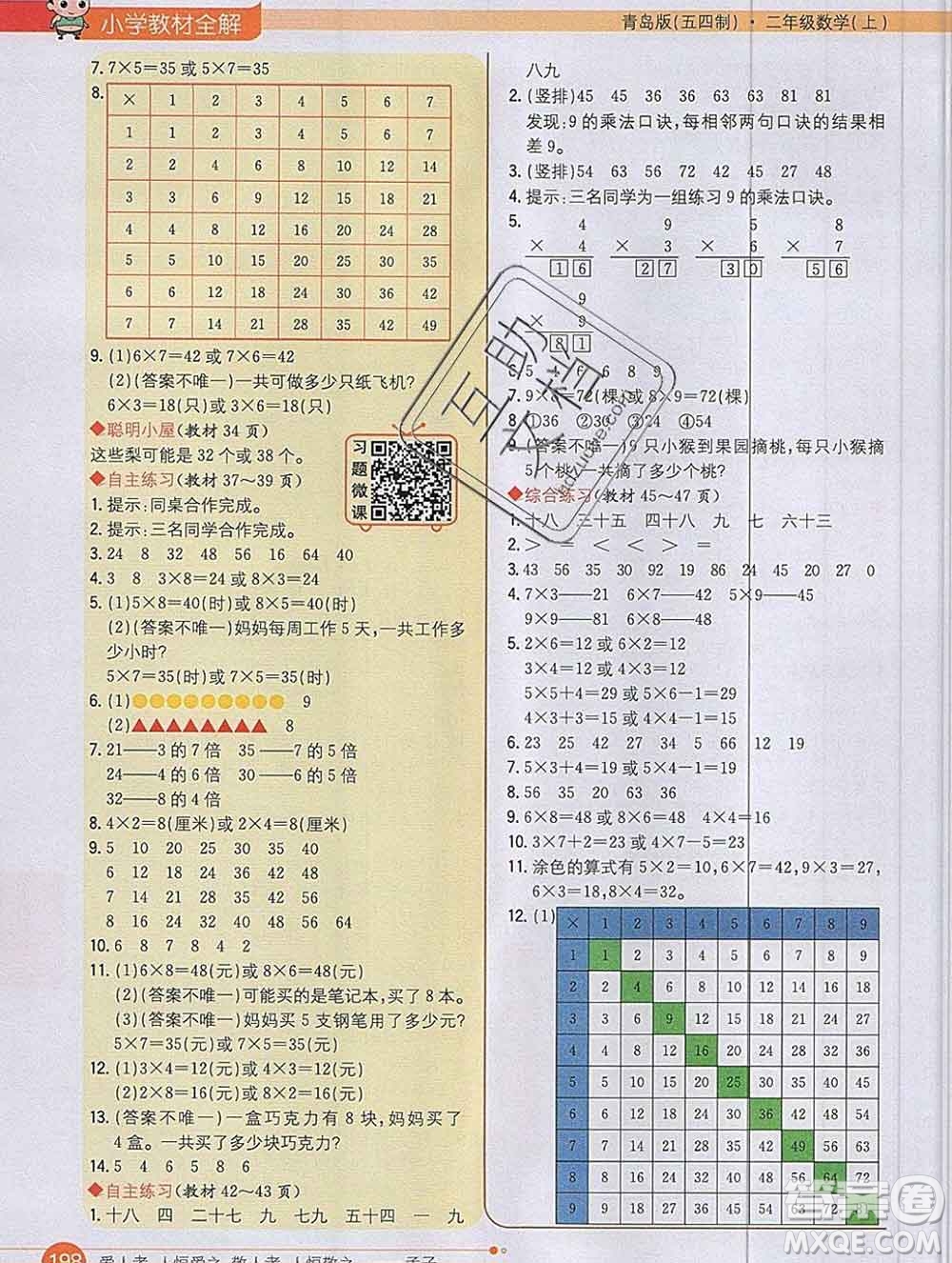 陜西人民教育出版社2019秋小學(xué)教材全解二年級(jí)數(shù)學(xué)上冊(cè)青島版五四制答案