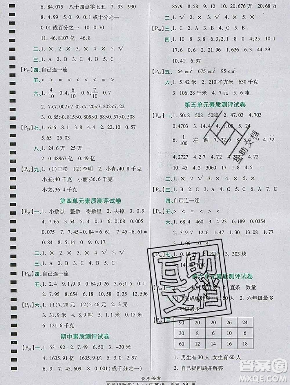 2019秋高效課時(shí)通10分鐘掌控課堂五年級(jí)數(shù)學(xué)上冊(cè)江蘇版答案