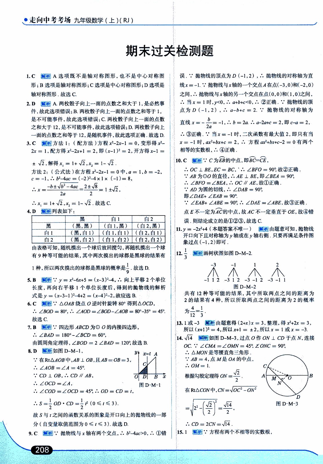 金星教育2019年走向中考考場九年級上數(shù)學(xué)RJ人教版參考答案