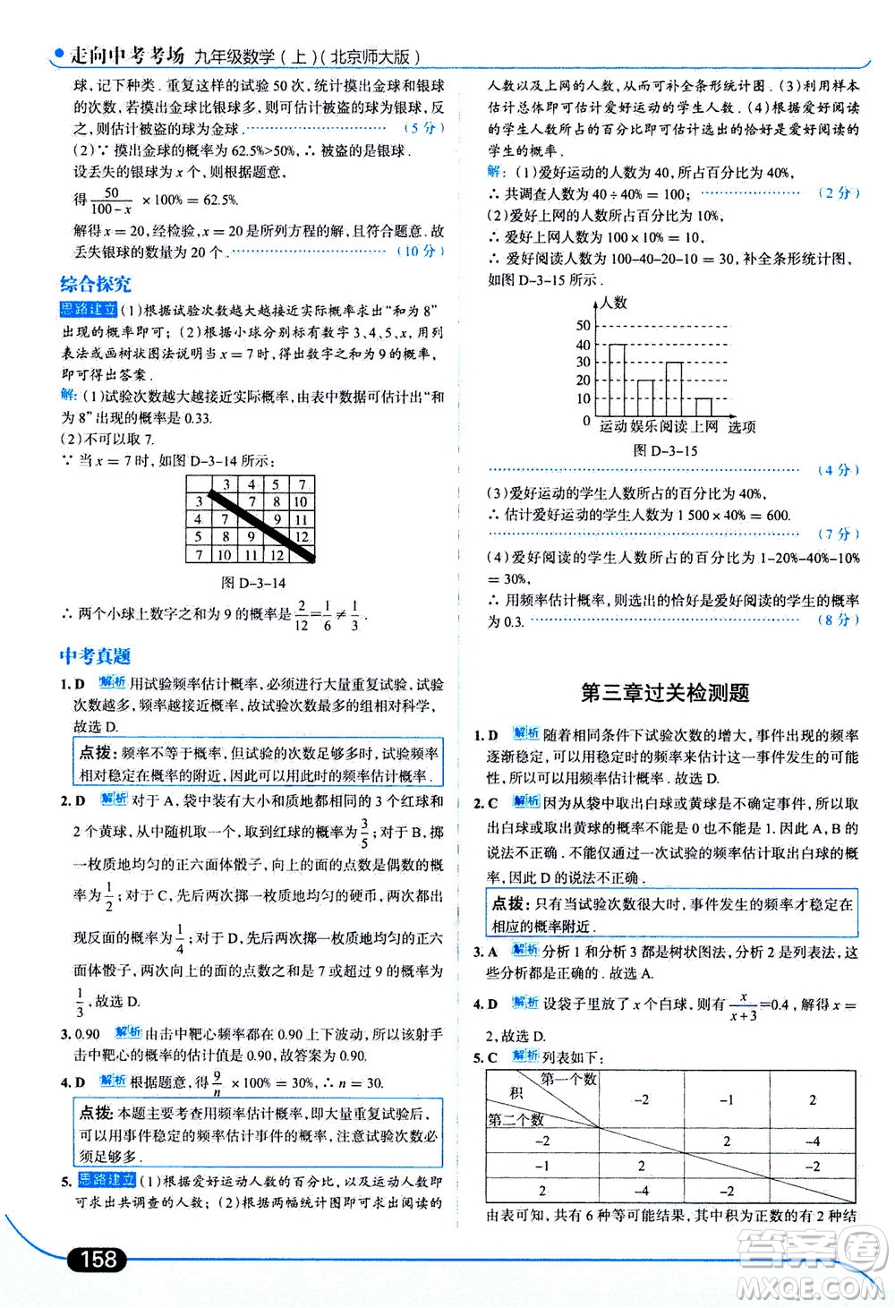 金星教育2019年走向中考考場(chǎng)九年級(jí)上冊(cè)數(shù)學(xué)北京師大版參考答案