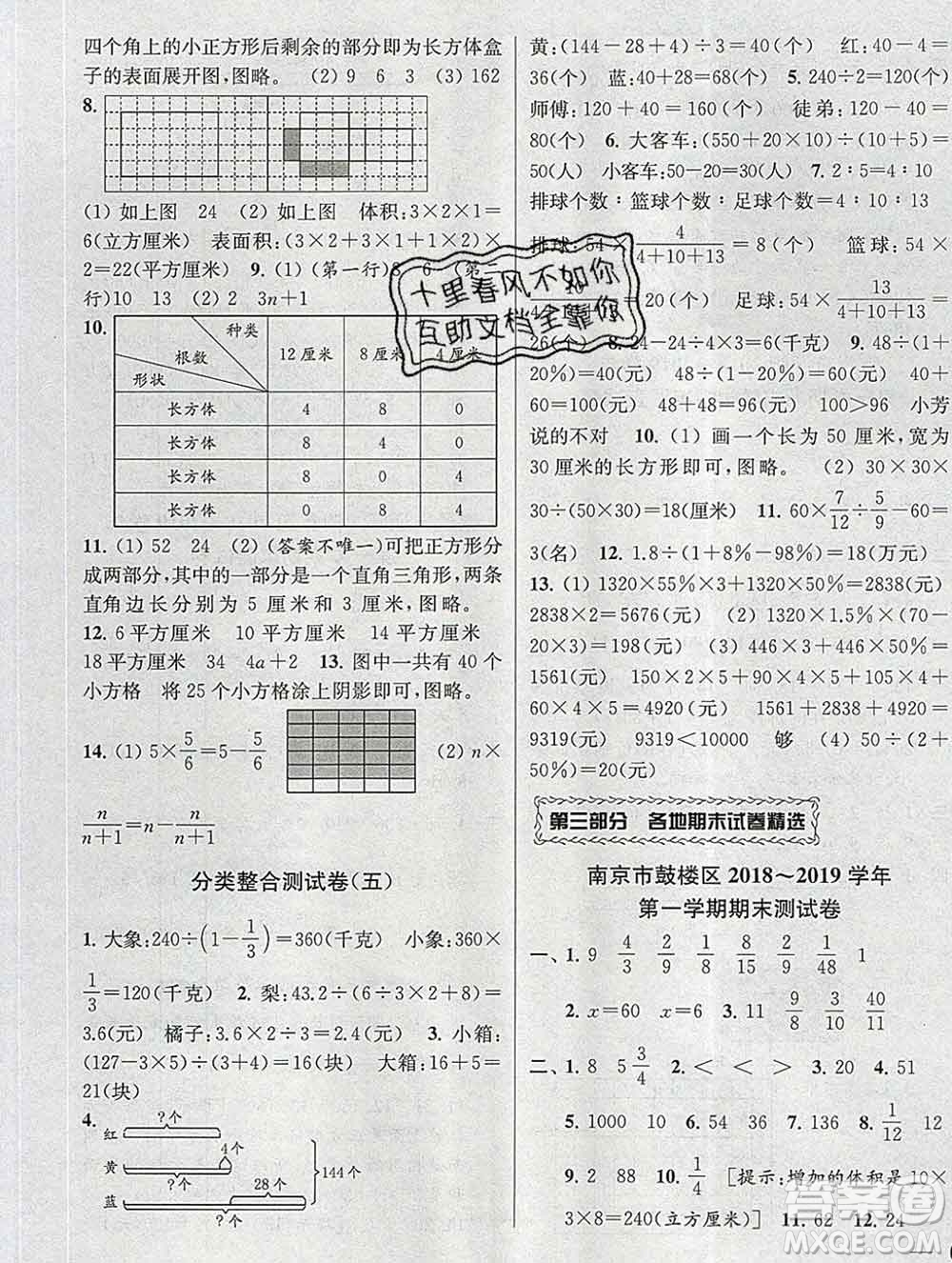 新世紀(jì)出版社2019年同步跟蹤全程檢測六年級(jí)數(shù)學(xué)上冊(cè)蘇教版答案