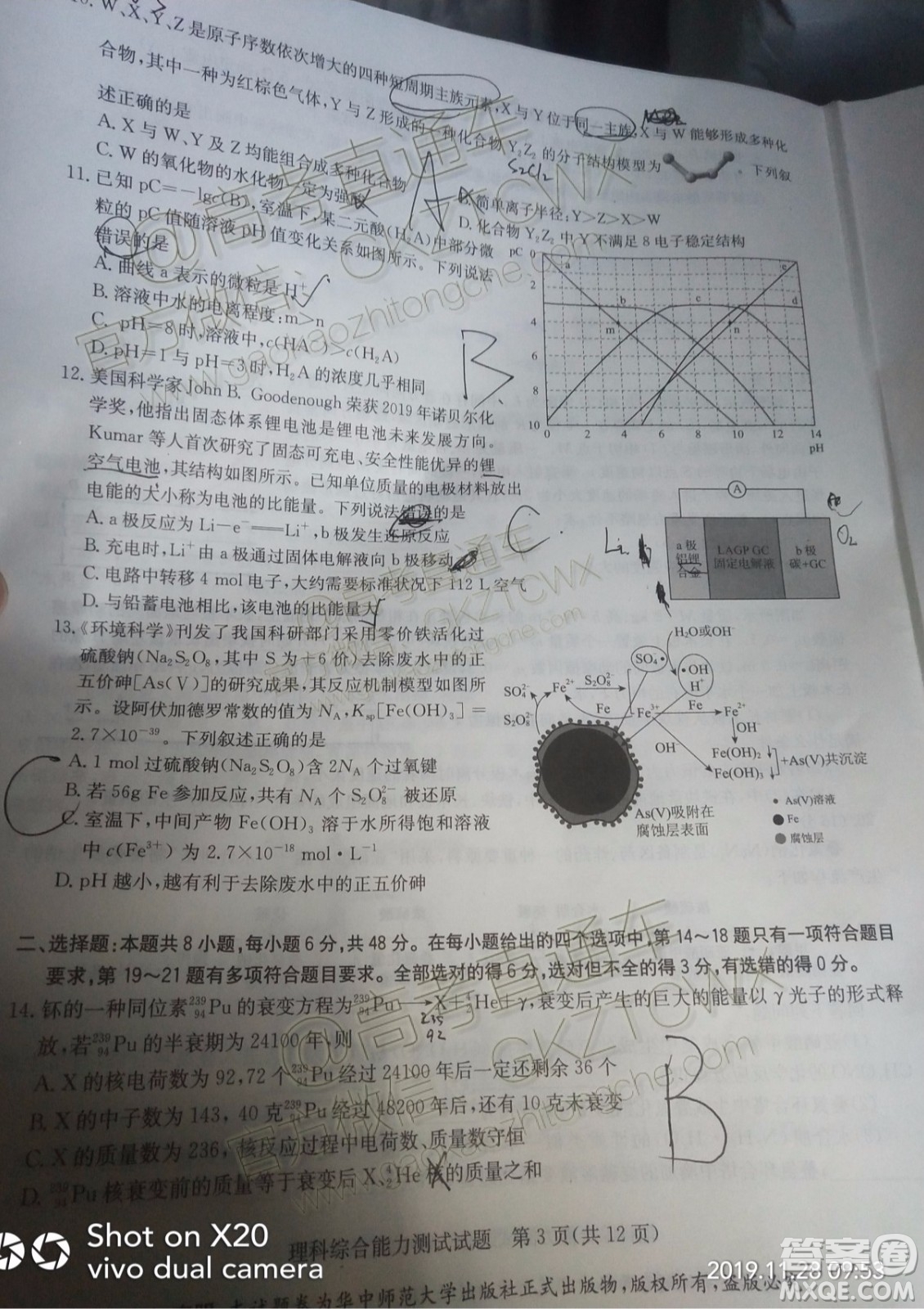 華大新高考聯(lián)盟2020屆高三11月教學(xué)質(zhì)量測評理科綜合試題及答案