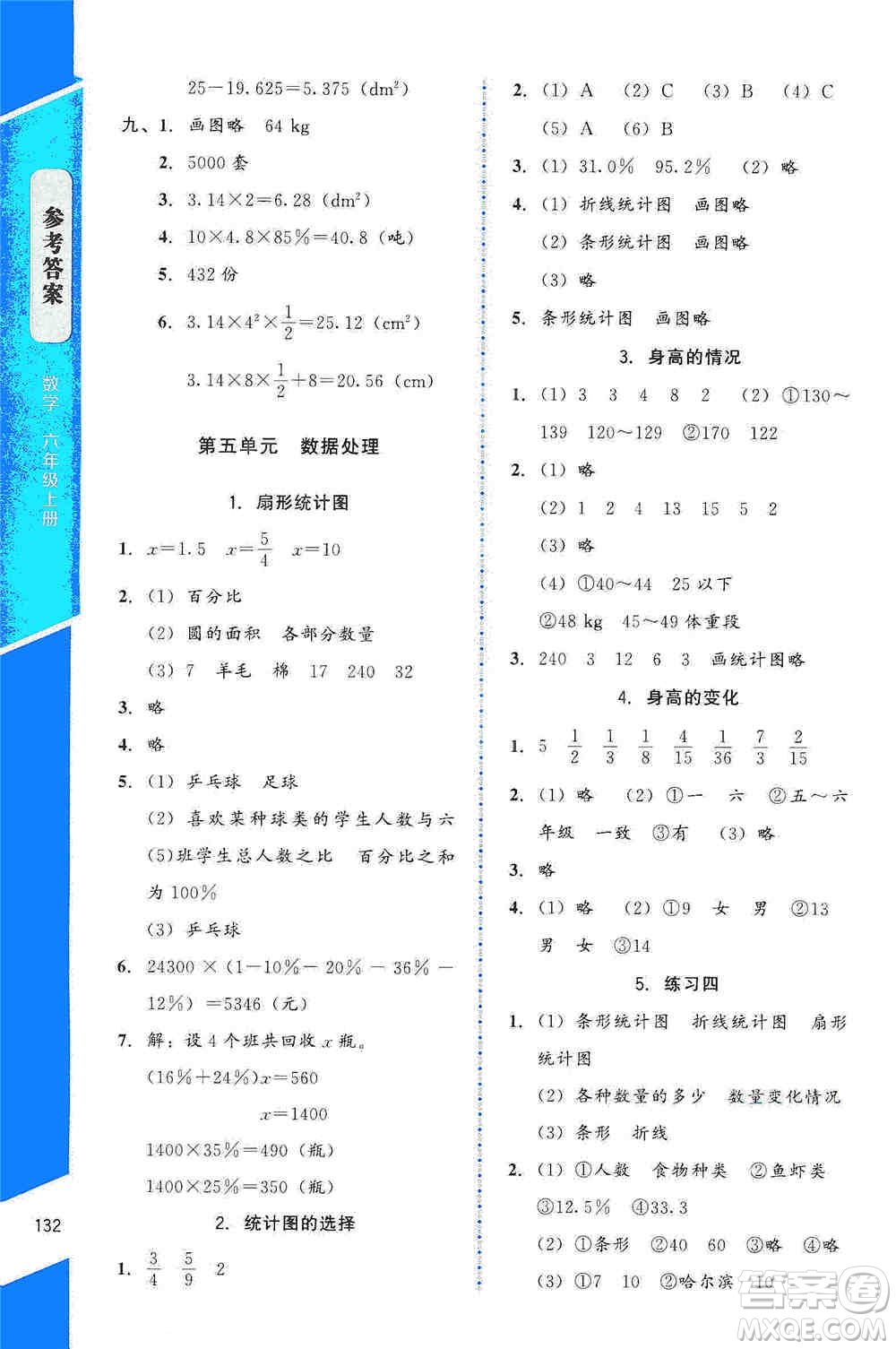 北京師范大學(xué)出版社2019數(shù)學(xué)伴你成長六年級上冊北師大版山西專版答案