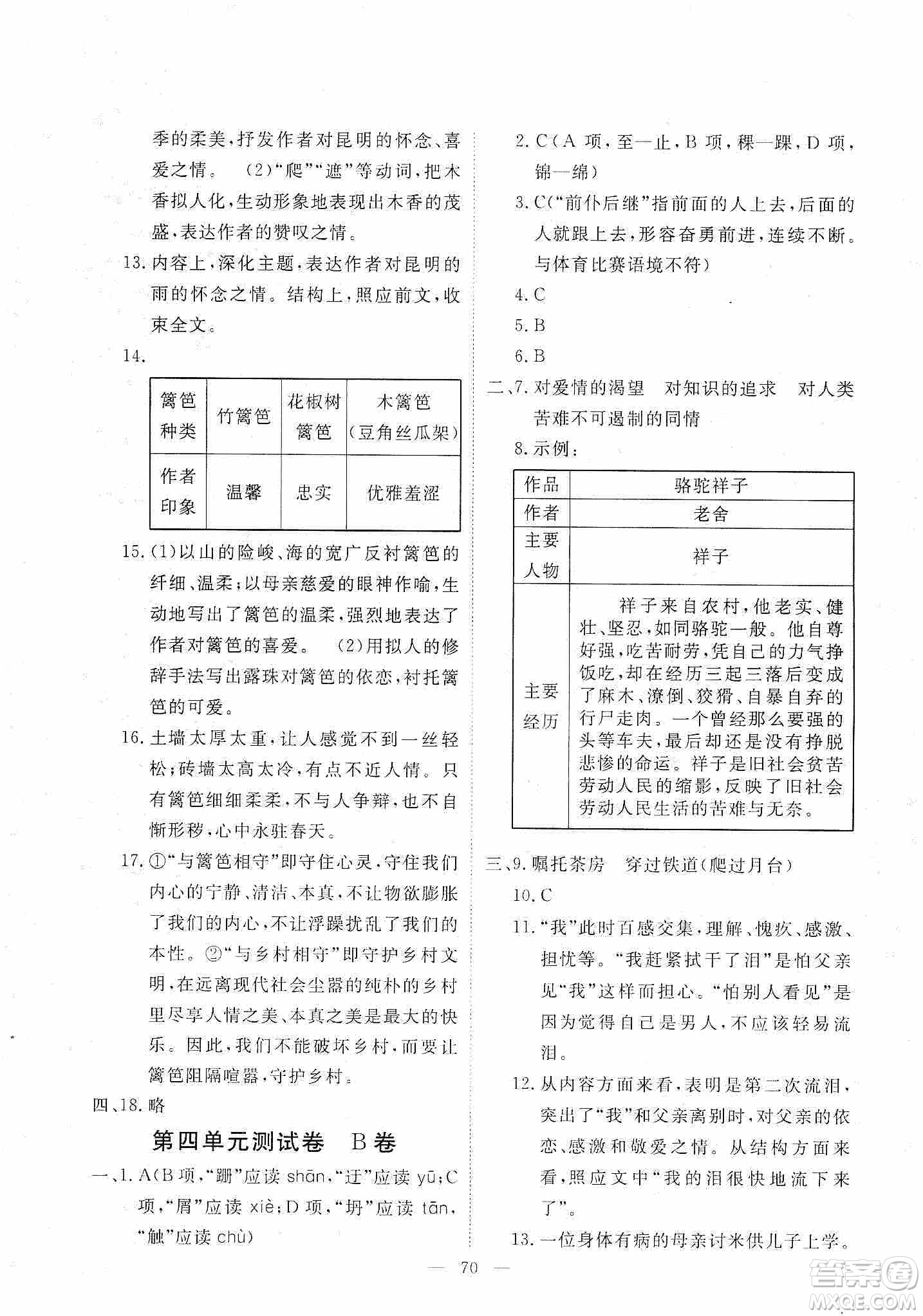 芝麻開花2019能力形成同步測試卷八年級語文上冊人教版答案