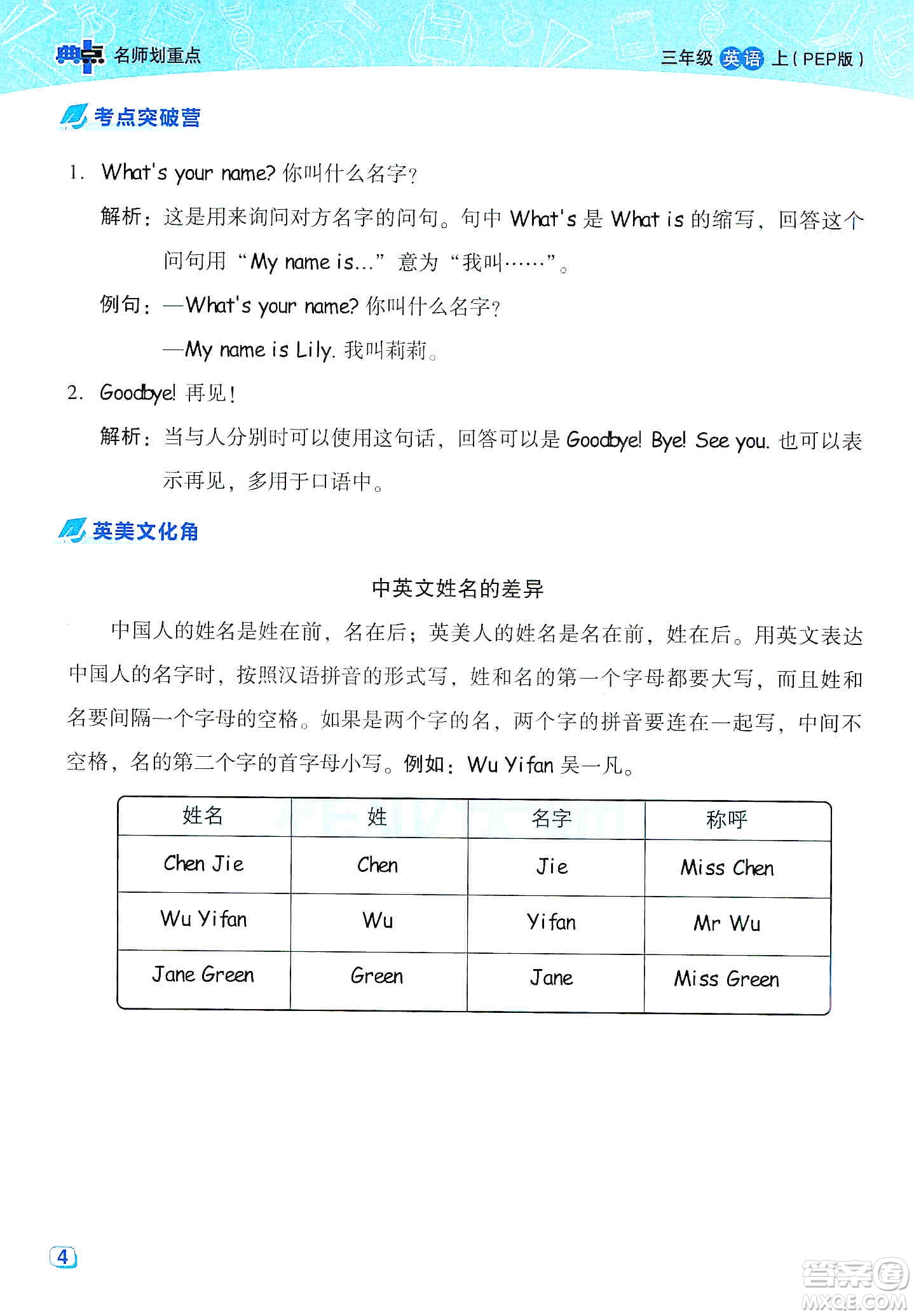 2019云南重點小學(xué)核心試卷三年級上冊英語人教PEP版答案