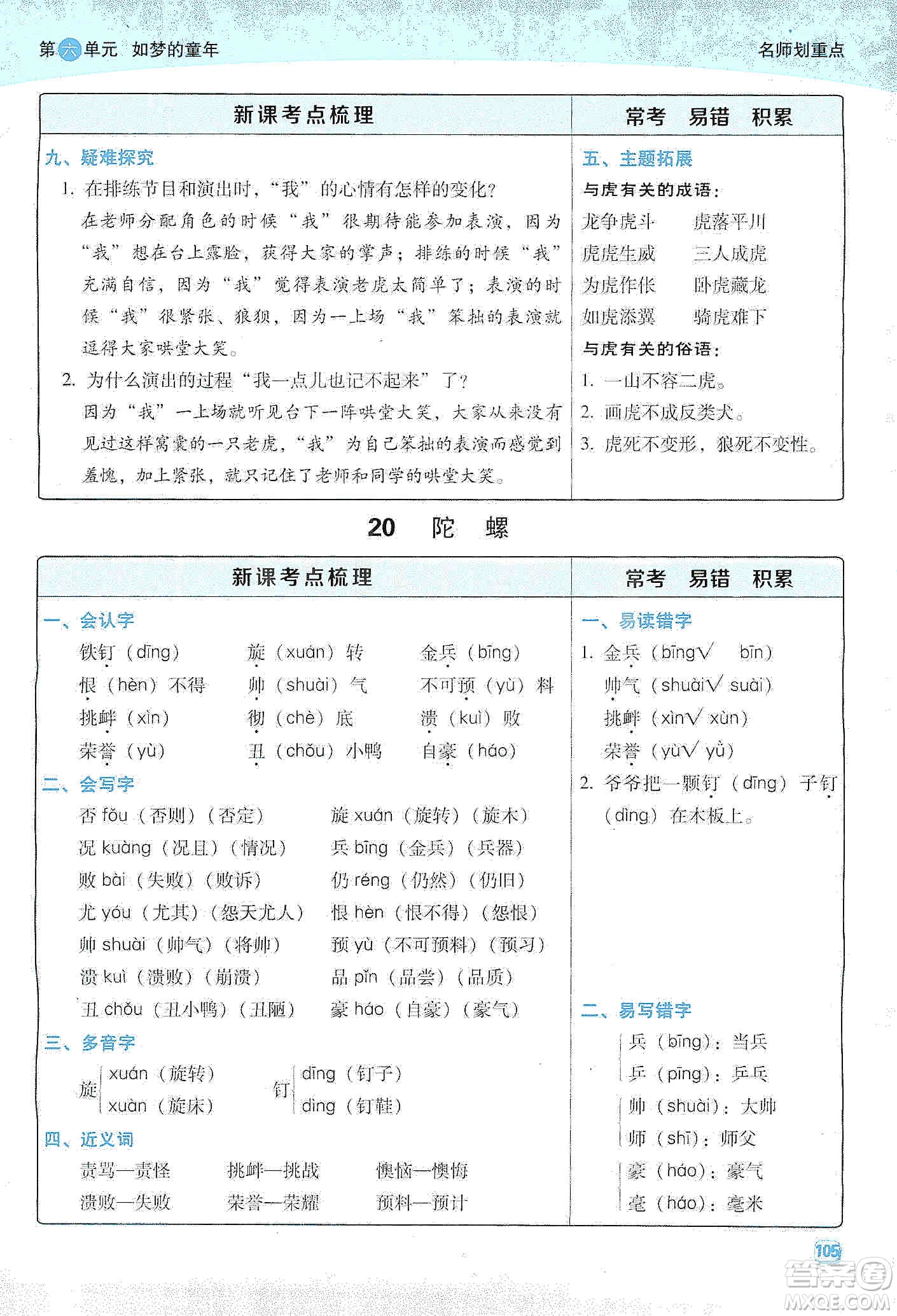 2019典中點(diǎn)名師劃重點(diǎn)四年級(jí)語文上冊(cè)人教版答案