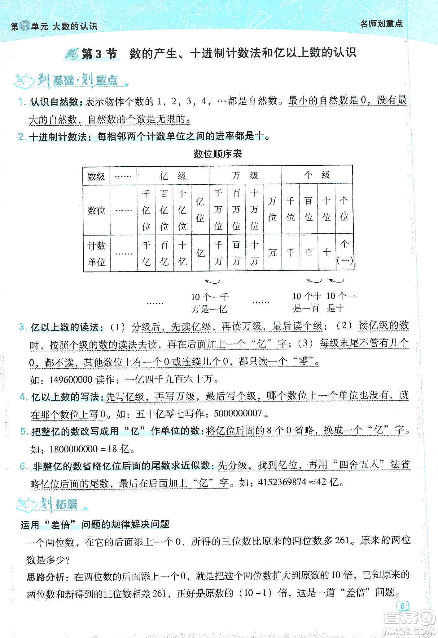 2019典中點名師劃重點四年級數(shù)學(xué)上冊人教版答案