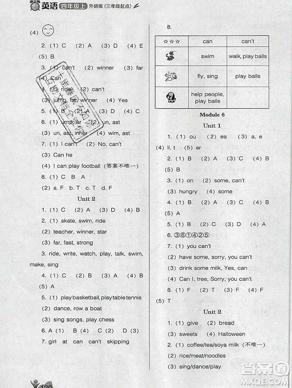 遼海出版社2019秋季新課程能力培養(yǎng)四年級英語上冊外研版三起答案