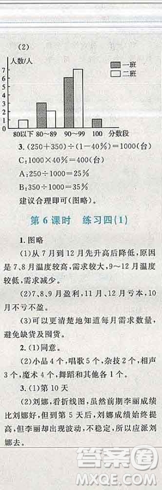 2019年小學(xué)同步考優(yōu)化設(shè)計(jì)小超人作業(yè)本六年級(jí)數(shù)學(xué)上冊(cè)北師版答案