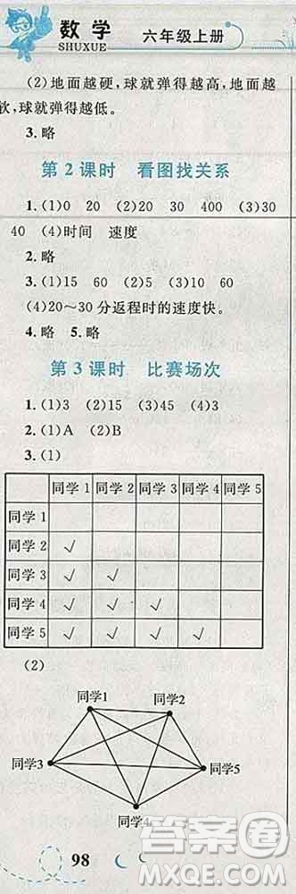 2019年小學(xué)同步考優(yōu)化設(shè)計(jì)小超人作業(yè)本六年級(jí)數(shù)學(xué)上冊(cè)北師版答案