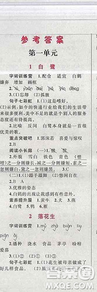 2019年小學(xué)同步考優(yōu)化設(shè)計小超人作業(yè)本五年級語文上冊人教版答案