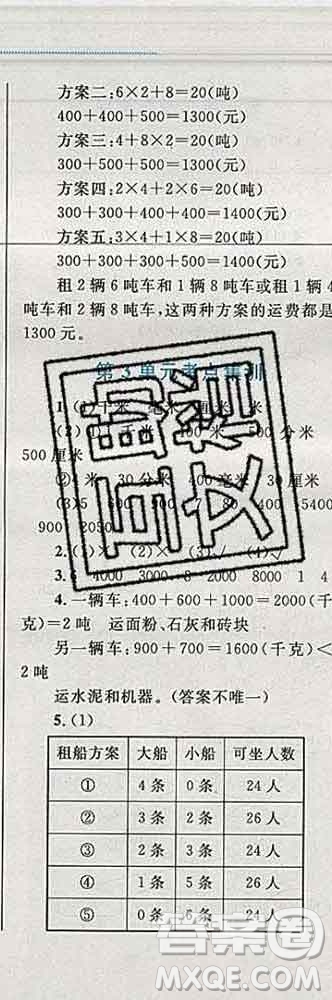 2019年小學(xué)同步考優(yōu)化設(shè)計(jì)小超人作業(yè)本三年級(jí)數(shù)學(xué)上冊(cè)人教版答案