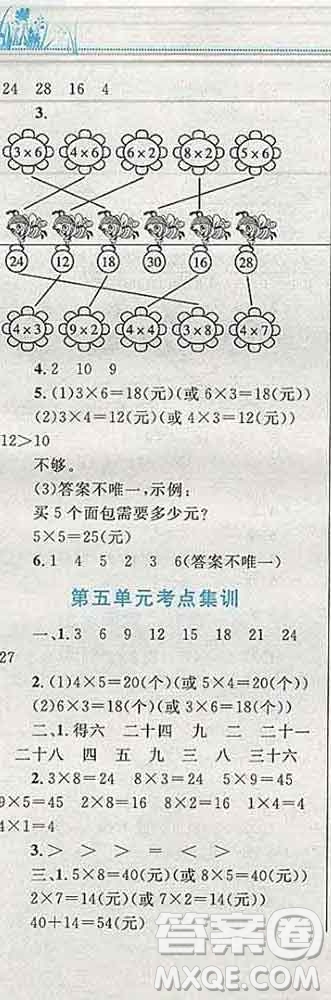 2019年小學(xué)同步考優(yōu)化設(shè)計(jì)小超人作業(yè)本二年級(jí)數(shù)學(xué)上冊(cè)人教版答案